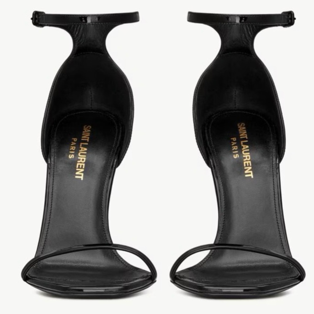 Authentic Saint Laurent Opyum YSL 110 Patent Leather Sandals 40 Black/Black - Picture 2 of 16